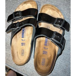 Arizona soft bed leather metallic Birkenstocks.